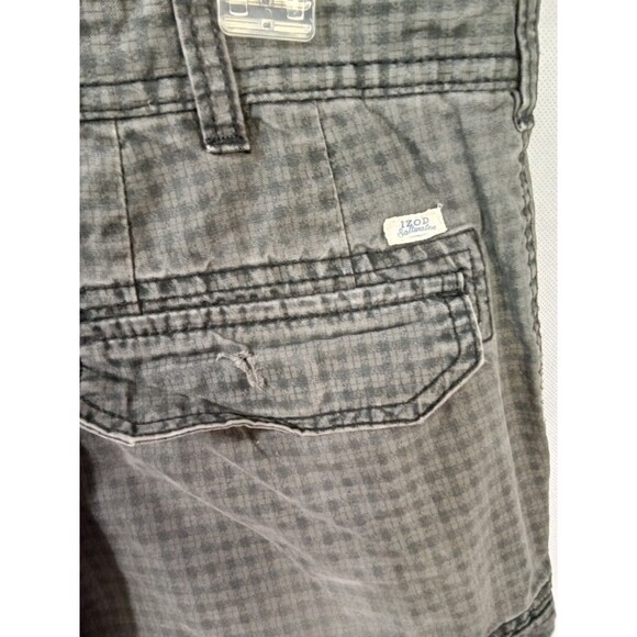 Izod Mens 34" Cargo Shorts Green Black - Picture 5 of 8